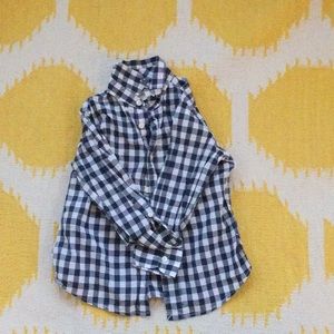 Blue and White Plaid Button Up Shirt